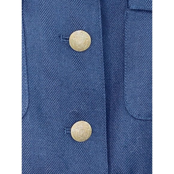 Cambridge Dry Goods Co Womens Blazer Wool Blend Military Look Jacket 8 Navy Gold - Picture 7 of 11